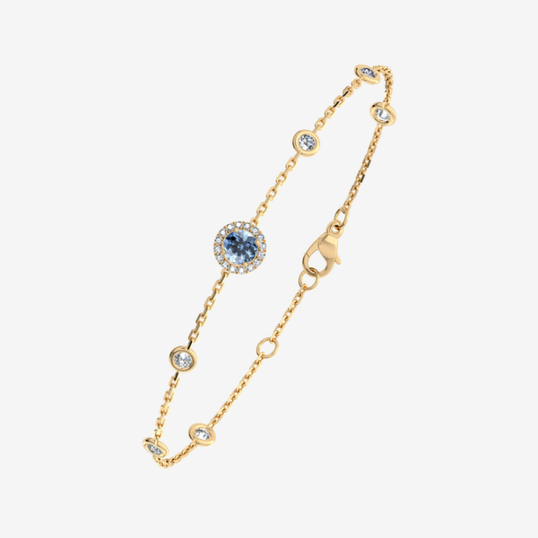 Grace 18k Yellow Gold Aquamarine halo bracelet