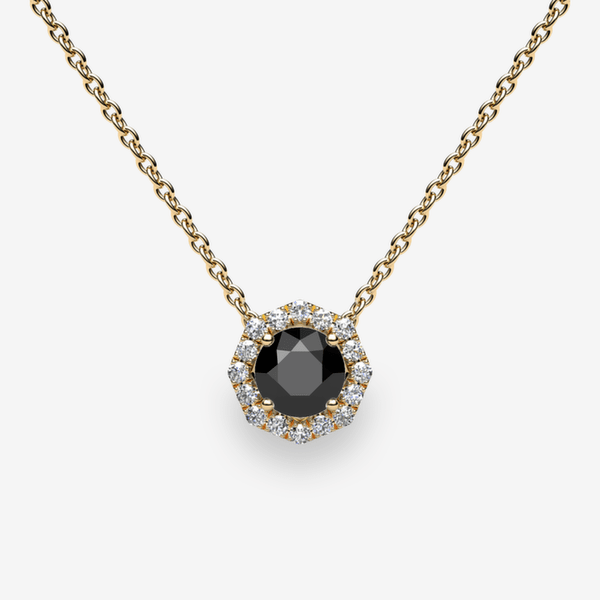 Grace 18k Yellow Gold Black Diamond halo pendant