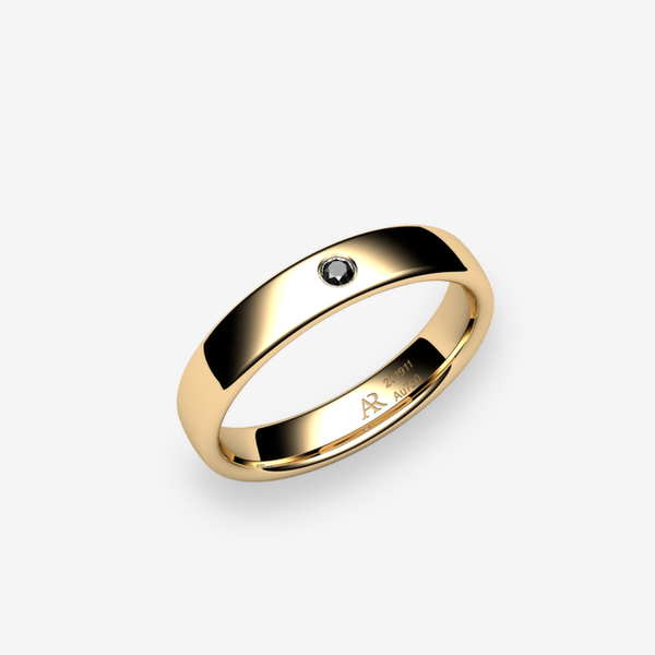 Samba 18k Yellow Gold Black Diamond rounded style wedding ring