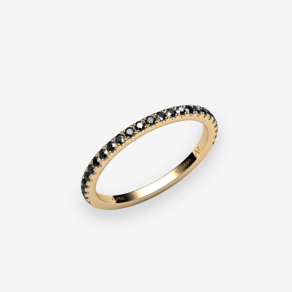 Grace 18k Yellow Gold Black Diamonds pave wedding ring