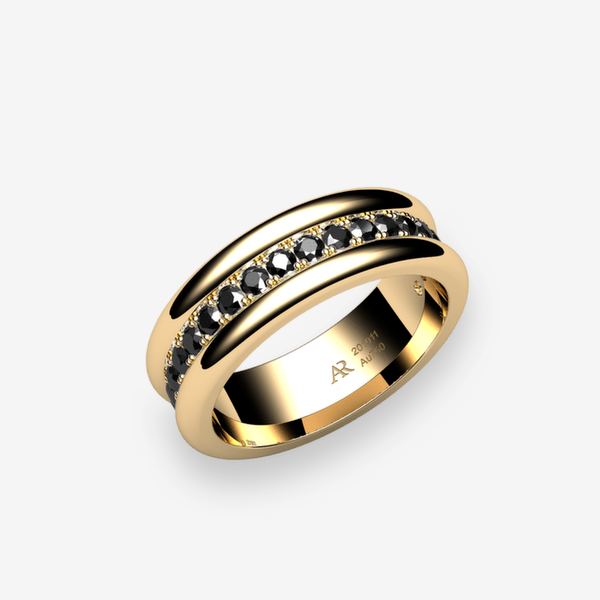 Florence 18k Yellow Gold Black Diamonds wedding ring