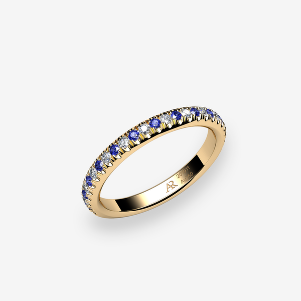 Belgravia 18k Yellow Gold Blue Sapphires pave wedding ring