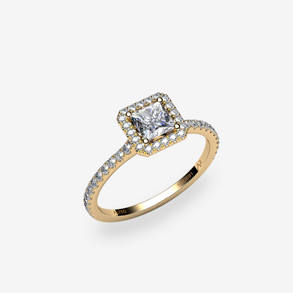 Grace 18k Yellow Gold Diamond halo engagement ring