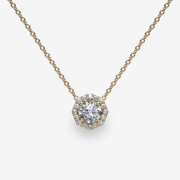Grace 18k Yellow Gold Diamond halo pendant