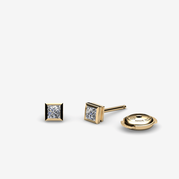 Venice 18k Yellow Gold Diamonds bezel set earrings