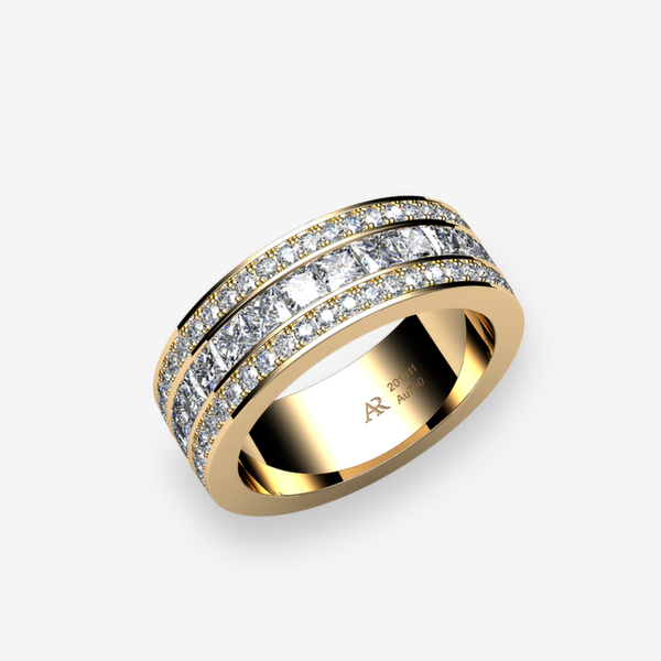 Venice 18k Yellow Gold Diamonds channel and pave set ring