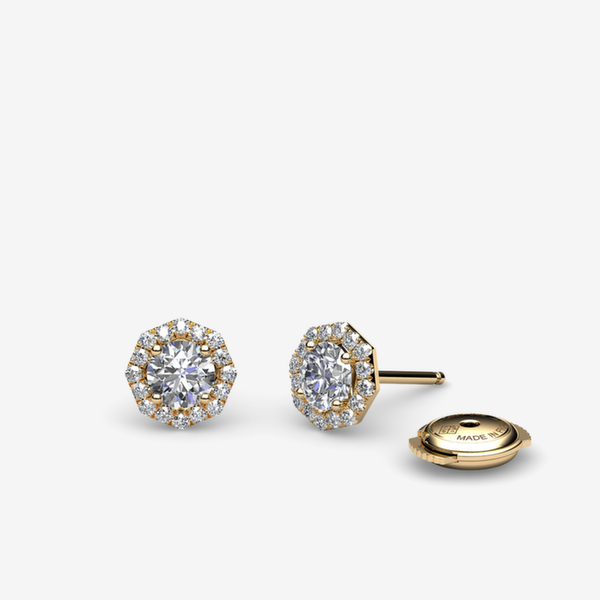 Grace 18k Yellow Gold Diamonds halo earrings