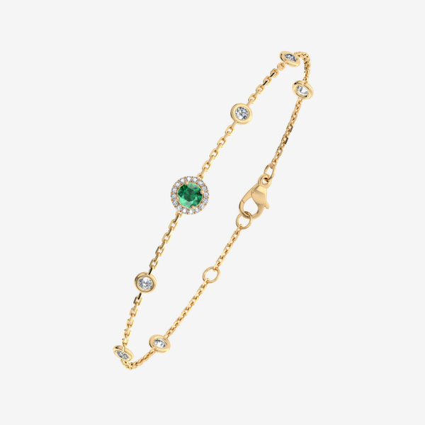 Grace 18k Yellow Gold Emerald halo bracelet