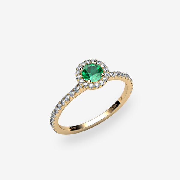 Grace 18k Yellow Gold Emerald halo engagement ring