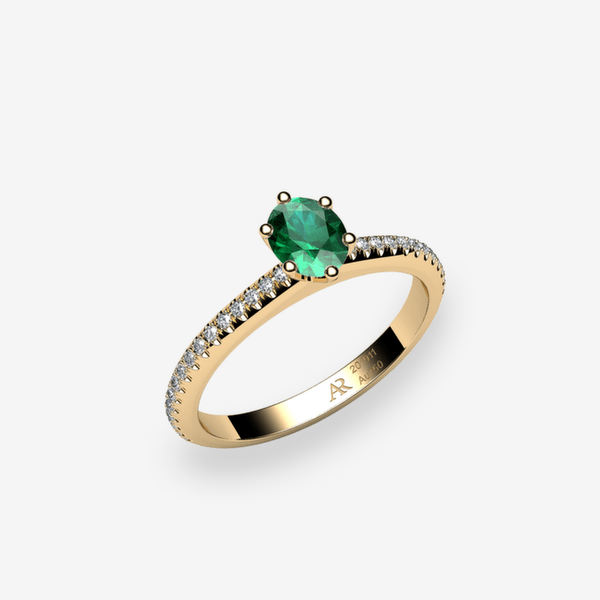 Stella 18k Yellow Gold Emerald solitaire engagement ring