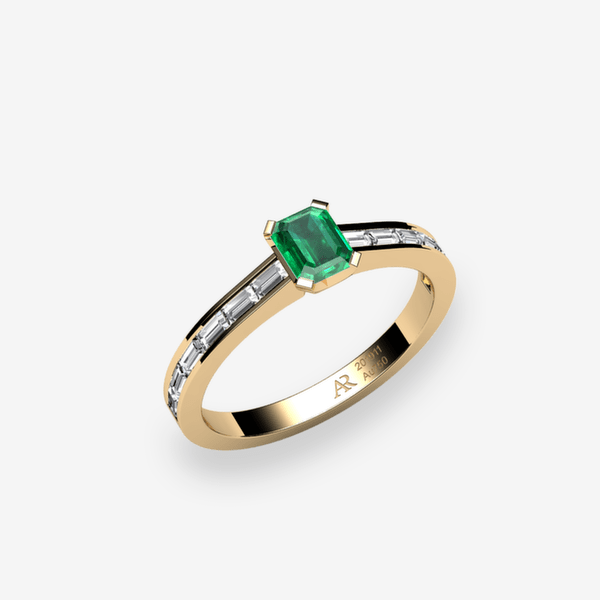 Rigel 18k Yellow Gold Emerald solitaire ring