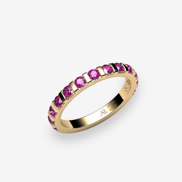 Zayane 18k Yellow Gold Pink Sapphires bar set ring
