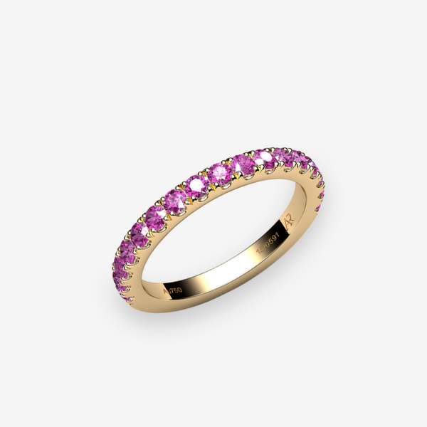 Grace 18k Yellow Gold Pink Sapphires pave ring