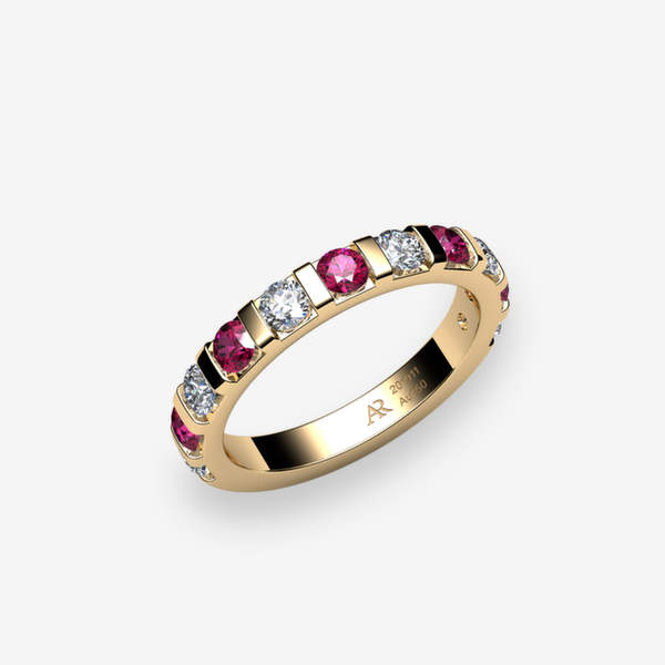 Zayane 18k Yellow Gold Rubies bar set wedding ring