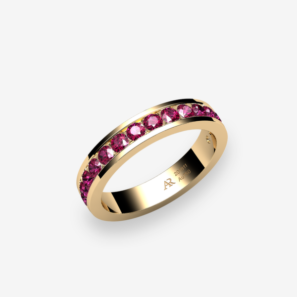 Venice 18k Yellow Gold Rubies channel set ring