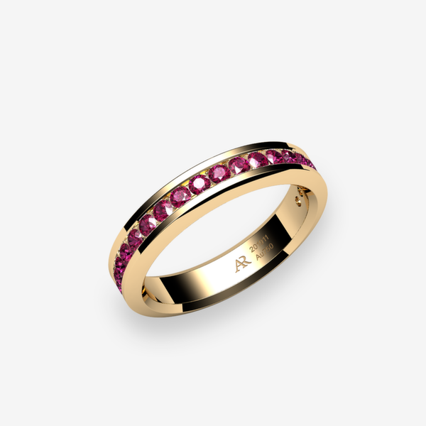 Belgravia 18k Yellow Gold Rubies channel set wedding ring