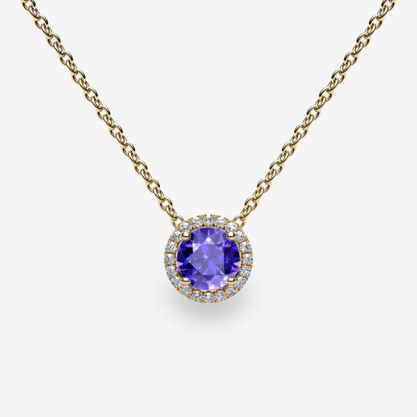 Grace 18k Yellow Gold Tanzanite halo pendant