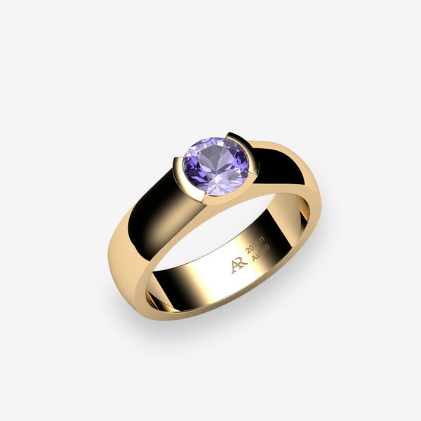Constance 18k Yellow Gold Tanzanite semi-bezel set ring
