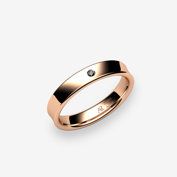 Swing Alliance au profil concave Diamant noir Or rose 18 carats
