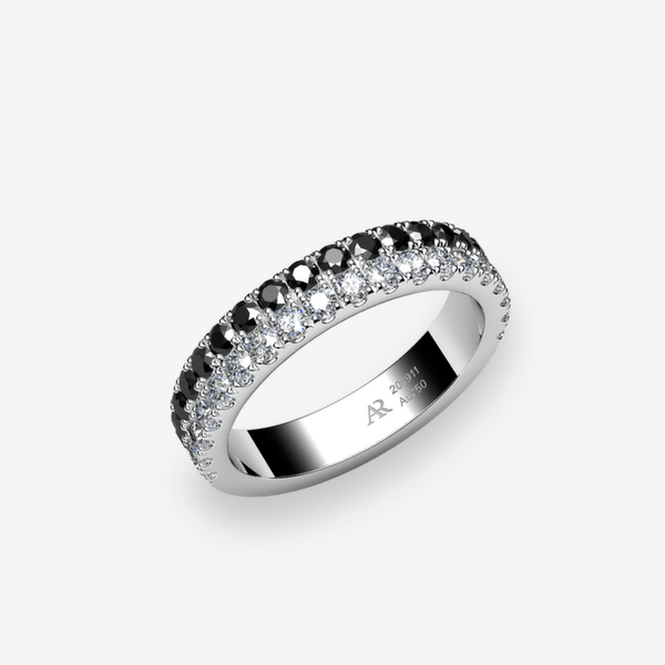 Grâce Alliance pavage Diamants noirs Platine 950‰