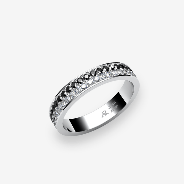 Venise Alliance pavage Diamants noirs Platine 950‰