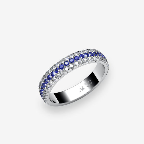 Grâce Alliance pavage Saphirs bleus Platine 950‰