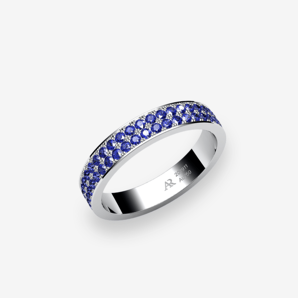 Venise Alliance pavage Saphirs bleus Platine 950‰