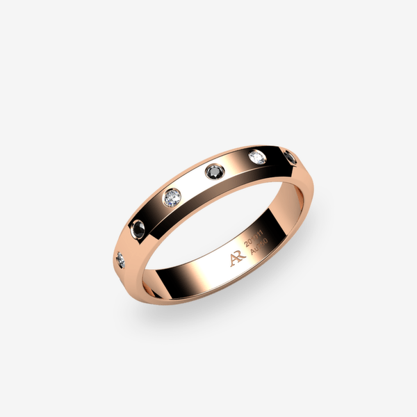 Tango Alliance ruban plat Diamants noirs Or rose 18 carats