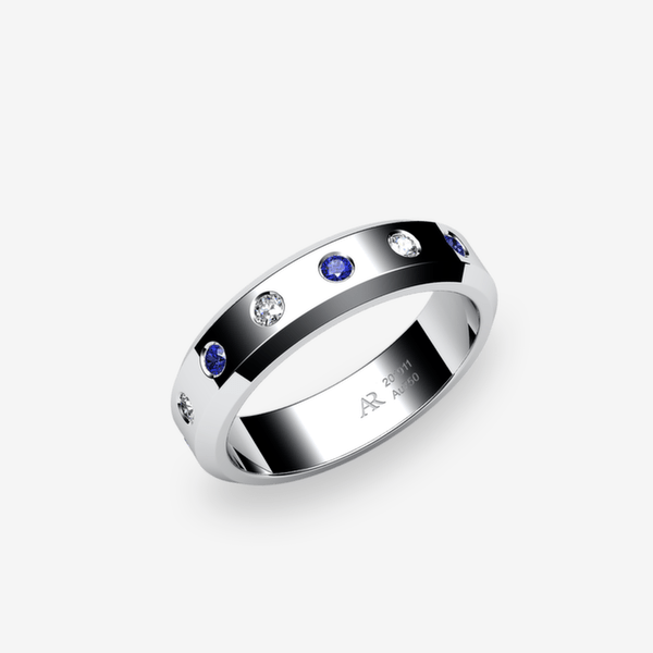 Tango Alliance ruban plat Saphirs bleus Platine 950‰