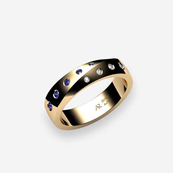 Fusion Alliance Saphirs bleus Or jaune 18 carats