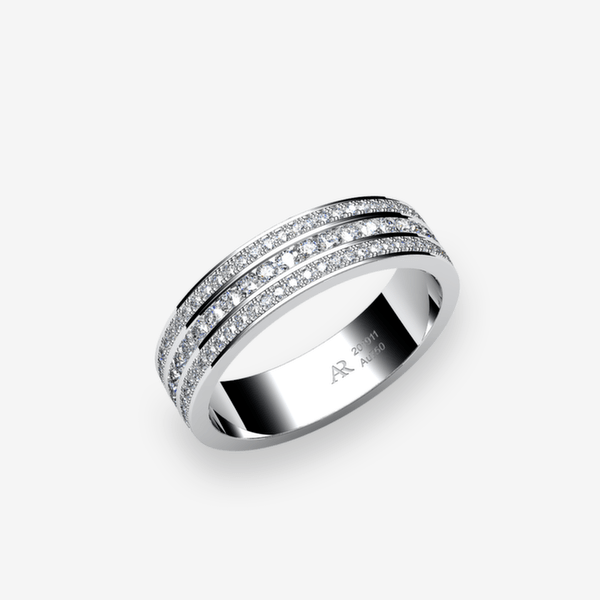 Venise Alliance serti rail et pavage Diamants Or blanc palladié 18 carats