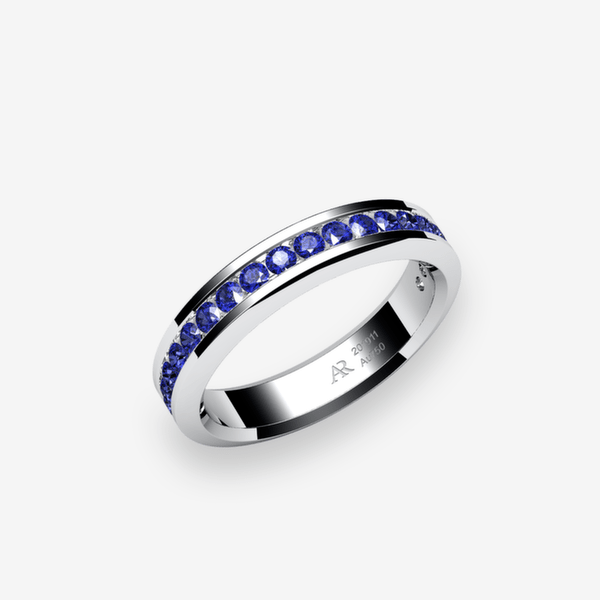 Belgravia Alliance serti rail Saphirs bleus Platine 950‰