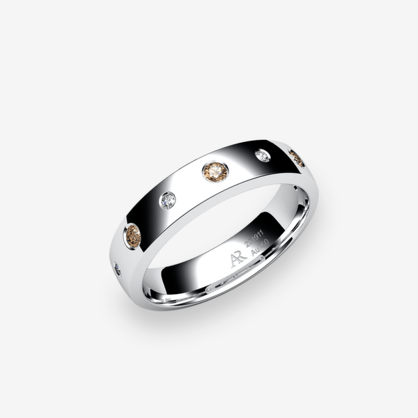 Rumba Bague au profil bombé Diamants bruns Platine 950‰