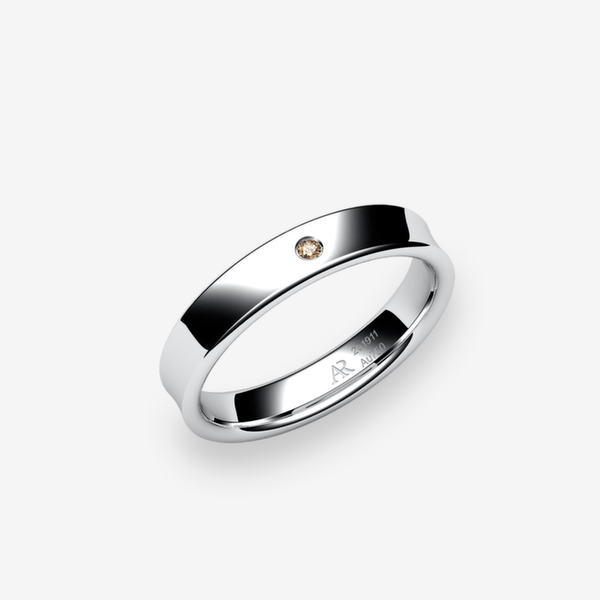 Swing Bague au profil concave Diamant brun Platine 950‰