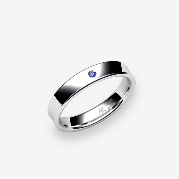 Swing Bague au profil concave Saphir bleu Platine 950‰