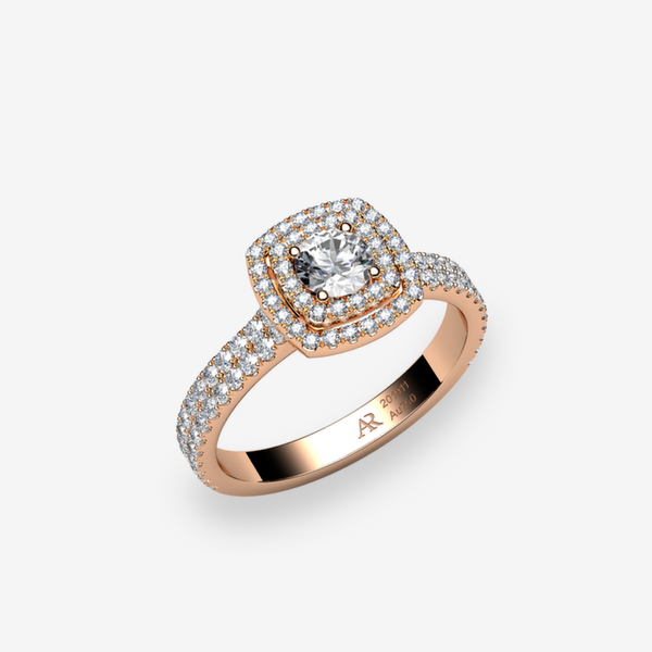 Grâce Bague de fiançailles double entourage Diamant Or rose 18 carats