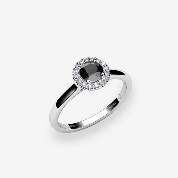 Tendresse Bague de fiançailles entourage Diamant noir Platine 950‰