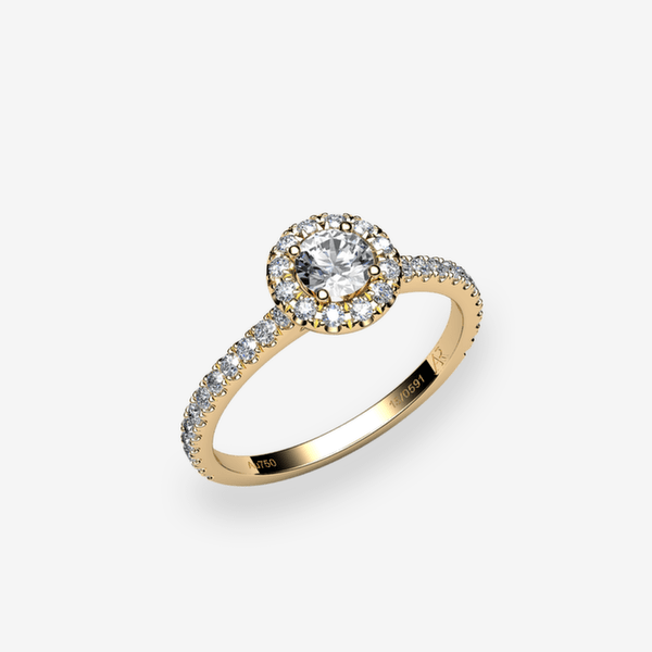 Tendresse Bague de fiançailles entourage Diamant Or jaune 18 carats
