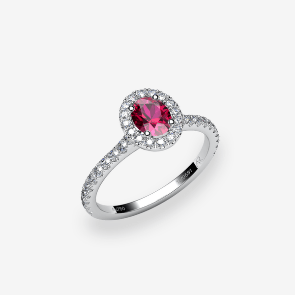 Grâce Bague de fiançailles entourage Rubis Platine 950‰