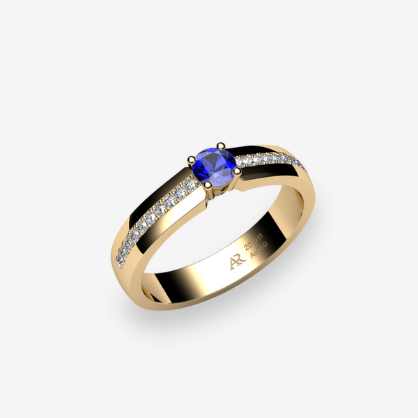 Galatée Bague de fiançailles Saphir bleu Or jaune 18 carats