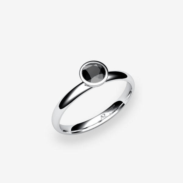 Melodie Bague de fiançailles serti clos Diamant noir Platine 950‰