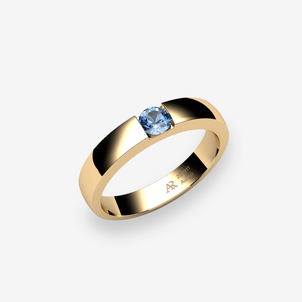 Zayane Bague de fiançailles serti rail Aigue-marine Or jaune 18 carats