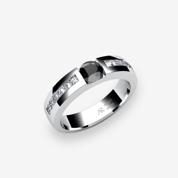 Zayane Bague de fiançailles serti rail Diamant noir Platine 950‰