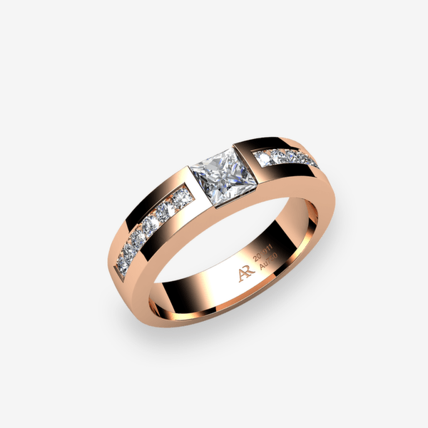 Zayane Bague de fiançailles serti rail Diamant Or rose 18 carats