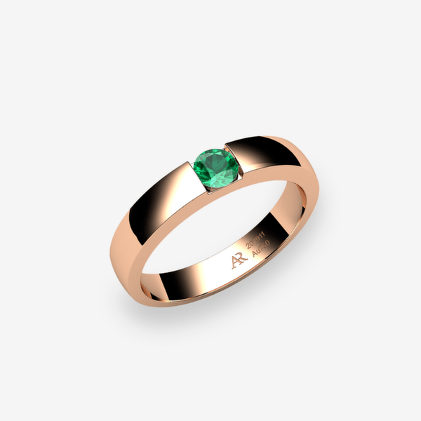 Zayane Bague de fiançailles serti rail Émeraude Or rose 18 carats