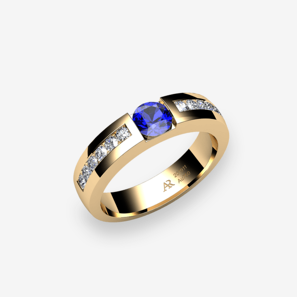 Zayane Bague de fiançailles serti rail Saphir bleu Or jaune 18 carats