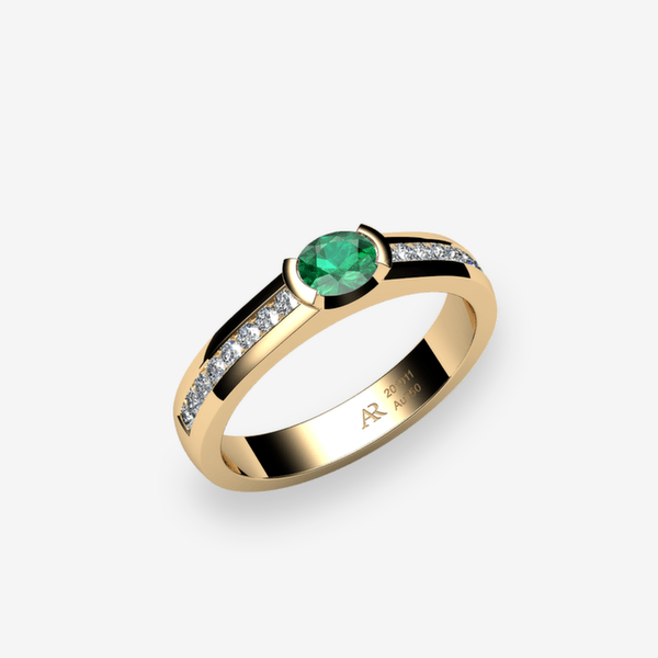 Constance Bague de fiançailles serti semi-clos Émeraude Or jaune 18 carats