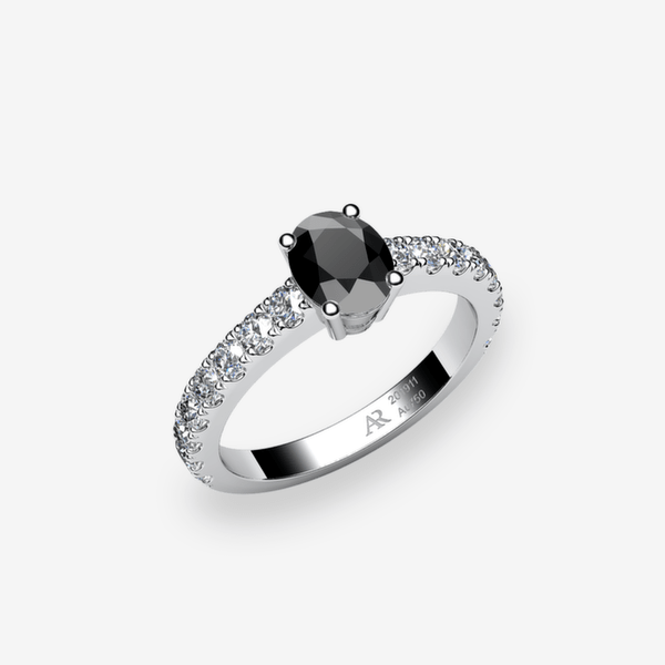 Bellatrix Bague de fiançailles solitaire Diamant noir Platine 950‰
