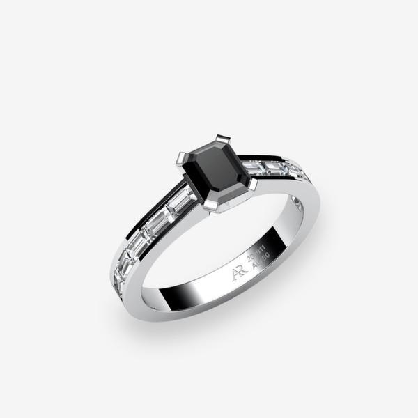 Rigel Bague de fiançailles solitaire Diamant noir Platine 950‰