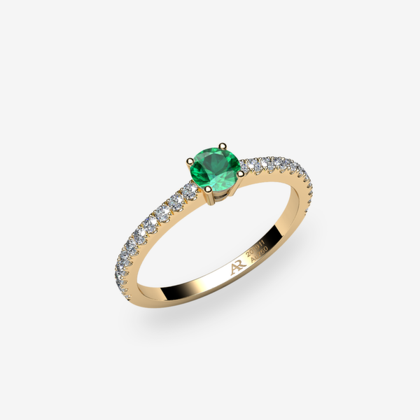 Bellatrix Bague de fiançailles solitaire Émeraude Or jaune 18 carats